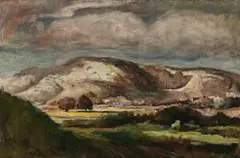 Sunset On The Omega Hills by Lloyd Rees, 1948, oil on canvas, sold Sep 2016