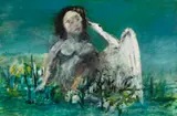 Leda And The Swan by Sidney Nolan, 1945, ripolin enamel on composition board, sold Sep 2016