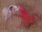 ST FRANCIS WITH THE WOLF I, c.1964 – 65 by Arthur Boyd, pastel on paper, offered Sep 2016