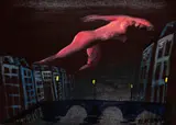 Night Flight Over Paris by Charles Blackman, 1973, oil on canvas on board, offered Sep 2016