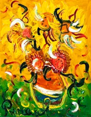 Sunflowers by John Perceval, c.1985, oil on canvas, sold Sep 2016