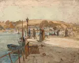 The Port Of Flushing by Albert Henry Fullwood, 1913, oil on canvas on board, offered Sep 2016