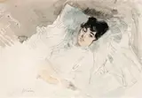 Portrait De Femme Couchée Dans Son Lit by Jean-Louis Forain, pencil and watercolour on card, offered Sep 2016