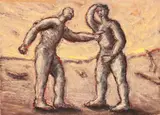 Drawing (Two Figures) by Peter Booth, 1986, pastel on paper, sold Sep 2016