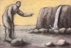 Drawing (Figure And Falls) by Peter Booth, 1986, pastel on paper, sold Sep 2016