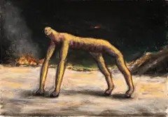 Drawing (Four Legged Figure) by Peter Booth, 1986, pastel on paper, sold Sep 2016