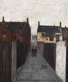 Street Scene, London by James Cant, 1955, oil on composition board, sold Sep 2016