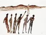 The Beach by Sidney Nolan, 1957, textile dye on card, sold Sep 2016