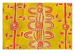 Mala (Rufous Hare Wallaby) Dreaming by Johnny Warangkula Tjupurrula, 1971, synthetic polymer powder paint on composition board, sold May 2016