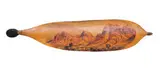 Central Australian Landscape by Albert Namatjira, 1950s, watercolour and varnish over pencil on hardwood spearthrower, with a wooden peg attached with sinew and a spinifex resin, sold May 2016