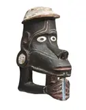 Nguzunguzu, Solomon Islands by A Canoe Prow Figurehead, natural pigments, clay and trade paint on carved wood with shell inlay, offered May 2016