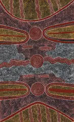 Water Dreaming With Rainbows And Rain by Billy Stockman Tjapaltjarri, 1972, synthetic polymer powder paint on composition board, sold May 2016