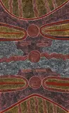 Water Dreaming With Rainbows And Rain by Billy Stockman Tjapaltjarri, 1972, synthetic polymer powder paint on composition board, sold May 2016