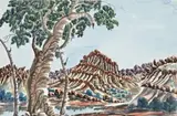 Central Australian Landscape by Otto Pareroultja, watercolour on card, offered May 2016