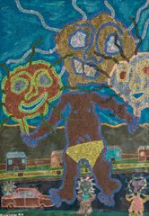 Three Faces by Harry Wedge, 1999, synthetic polymer paint on watercolour paper, sold May 2016