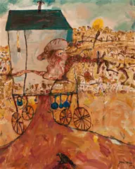 Self Portrait. Travelling West, 1990 – 92 by John Olsen, oil on canvas, sold May 2016