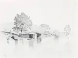 Lake Parramatta by Lloyd Rees, 1936, pencil on paper, sold May 2016