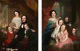 A Pair Of Portraits Of Samuel And Rosetta Moses With Children, Hobart Town by Conway Hart, c.1855-1856, oil on canvas, sold May 2016