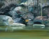 Evening On The Shoalhaven by Arthur Boyd, oil on composition board, sold May 2016
