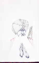 Untitled (Swami 3) by Laith McGregor, 2011, biro, pencil and perforations on paper with plastic beads, sold May 2016