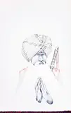 Untitled (Swami 3) by Laith McGregor, 2011, biro, pencil and perforations on paper with plastic beads, sold May 2016