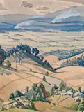 Valley Landscape by Eveline Winifred Syme, watercolour on paper, sold May 2016