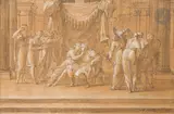 Didon et Enée by Antoine Rivalz, Encre, lavis d’encre brune et rehauts de gouache blanche sur traits de mine de plomb, sold Mar 2025
