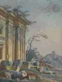 Deux fantaisies de ruines animées by Pierre-Antoine Demachy, Gouache, sold Mar 2025