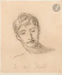 Tête d’homme by Jacques-Louis David, Crayon noir, sold Mar 2025