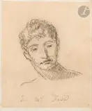 Tête d’homme by Jacques-Louis David, Crayon noir, sold Mar 2025