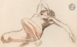 Quatre études de nus by Léon Louis Riesener, Sanguine, et crayon noir et estompe, sold Mar 2025