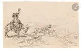Don Quichotte et Sancho Pança by Honoré Daumier, Crayon noir, sold Mar 2025