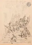 Après boire by Gustave Doré, Plume, encre brune et noire sur traits de crayon noir, sold Mar 2025