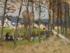 Sentier au bord de la rivière by Pierre Eugène Montézin, Gouache, sold Mar 2025