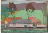 Arbres et ferme by Roger van Gindertael, 1920, Gouache, sold Mar 2025