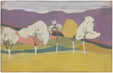 Paysage aux arbres by Roger van Gindertael, Gouache, sold Mar 2025