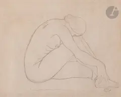 Nu assis by Aristide Maillol, vers 1937, Crayon sur vergé, sold Mar 2025