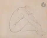 Nu assis by Aristide Maillol, vers 1937, Crayon sur vergé, sold Mar 2025