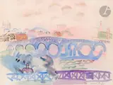 Pont sur la Tamise, Waterloo Bridge, vers 1928-30 by Raoul Dufy, Gouache sur papier, sold Mar 2025