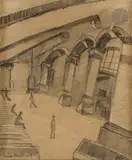 L’Ambulance Russe by Ossip Zadkine, 1917, Crayon sur papier glacé, sold Mar 2025