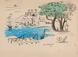 Marseille, l’Estaque by Jean Hugo, Encre, lavis d’encre et aquarelle, sold Mar 2025
