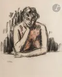 Portrait de femme by Jean Hélion, 1951, Fusain et aquarelle, sold Mar 2025