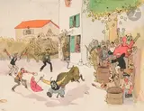 La Corrida by Albert Dubout, 1924, Encre de Chine et aquarelle, sold Mar 2025