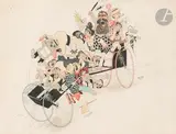 Ma parole, Adélaïde qui embrasse un nègre sur la bouche by Albert Dubout, Encre de Chine et aquarelle, sold Mar 2025