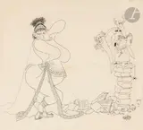 Pandore by Albert Dubout, Encre de Chine et aquarelle, sold Mar 2025