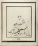 L'Amour enchaîné by Dominique Vivant Denon, Plume et encre brune sur traits de crayon noir, collé en plein dans un encadrement, sold Oct 2022