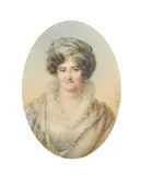 Femme au turban by Jean-Baptiste Isabey, 1824, Crayon et aquarelle à vue ovale, sold Oct 2022