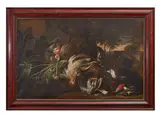 deuxième moitié du XVIIe siècle Nature morte aux fruits, oiseaux morts et chat by Adrian de Gryef, Toile, sold Oct 2022
