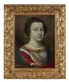 Portrait de dame en sainte Cécile by Jean Ducayer, Panneau de chêne, deux planches, non parqueté, sold Oct 2022