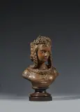 Buste de jeune fille aux tresses by Albert-Ernest Carrier-Belleuse, Épreuve en terre cuite patinée, sold Oct 2022